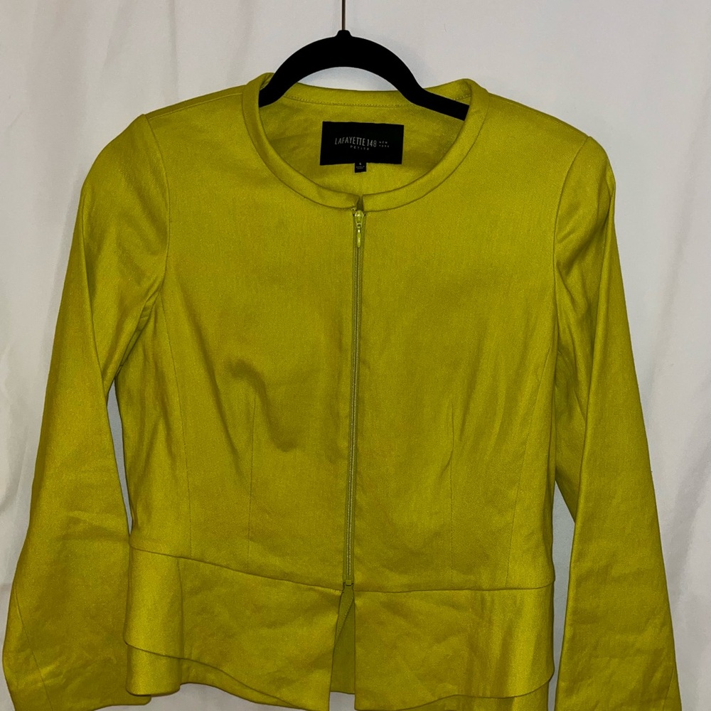 Lafayette 148 Yellow Peplum linen Jacket